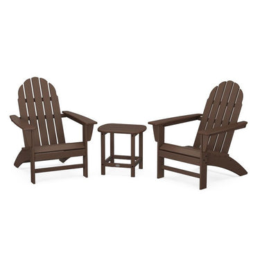 POLYWOOD Vineyard 3-Piece Adirondack Set w/ South Beach 18-Inch Side Table - Mahogany